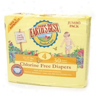 Earth's Best Tendercare Chlorine Free Diapers, Size 4, 22-37 Lb, 120 Ea