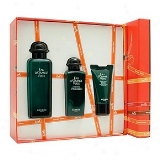 Eau D'orange Verte Along Hermes Set Eau De Cologne Spray Moisturizing Face Emulsion Shampoi Toiletry Bag