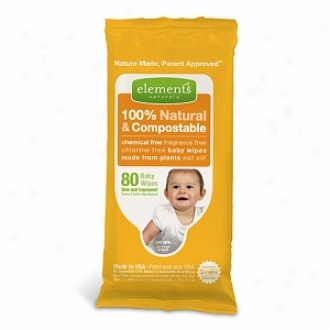 Elements Naturals 10%0 Natural And Compostable Baby Wipes, Unscented