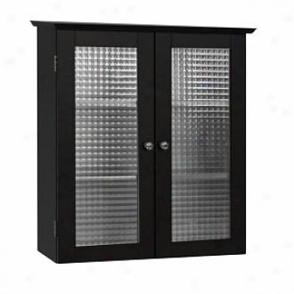 Elite Home Fzshions Chesterfield Wall Cabinet, 2 Glass Doors Espresso