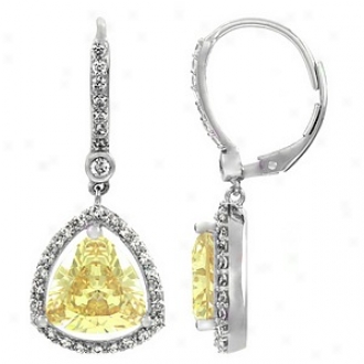 Emitations Abilene's 4 Ct Trilkion Cut Cz Earringe, Canary