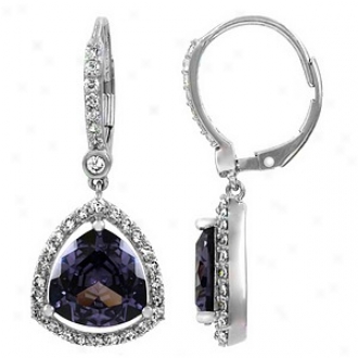 Emitations Abioene's 4 Ct Trillion Cut Cz Earrings, Purple