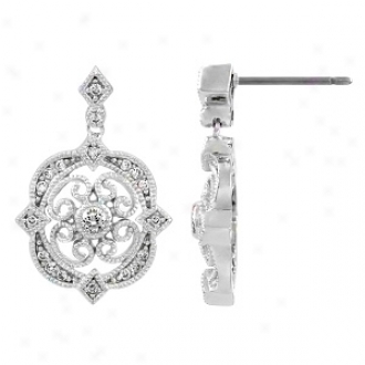 Emitations Abril's Cz Vintage Dangle Earrings, Silver Tone