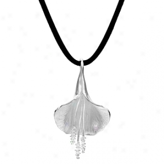 Emitations Addison's African Lily Pendant Black Cord Necklace - Sterling Silver, African Lily