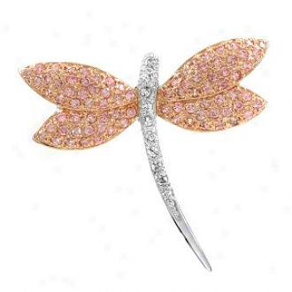 Emitations Adsila's Pink And Clear Cz Dragonfly Brooch, Pink And Clear