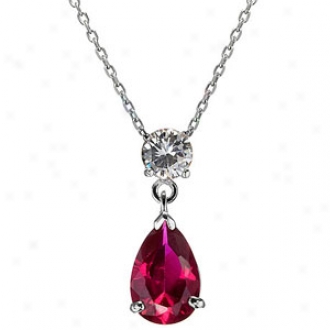 Emitatione Alexia's Pear Leave Cz Necklace, Ruby