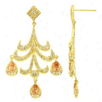 Emitations Allete's Champagne Cz Chandelier Earrings, Gold