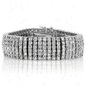 Emitations Amory's Round Cut Cz Cuff Bracelet - 7.5 Inch, Silver Tone