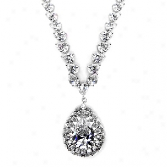 Emitations Anca#039;s Maruise And Pear Cut Fancy Cz Necklace, Silver Tone