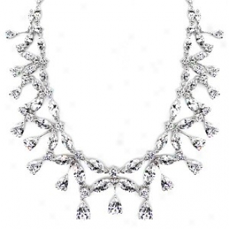 Emitations Anjali's Marquise And Pear Cut Fqncy Cz Necklace, Silver Tone