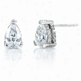 Emitations Anna's Fancy Pear Cut Cz Stud Earrings, Silver