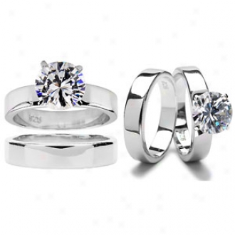 Emitations Ashlynn's Polished Cz Solitaire Weddung Ring Set, 6