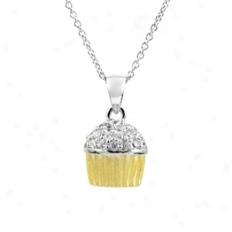 Emitations Baker's Cz Cupcake Necklace With Back, Two Tone