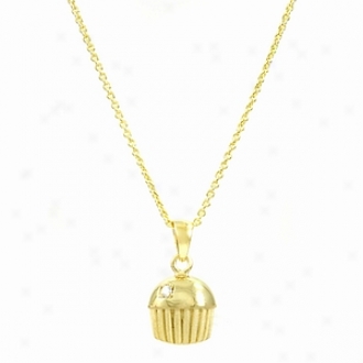 Emitations Baker's Single Stone Cupcake Necklace, Gold Plated