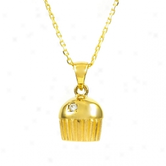 Emitations Baker's Single Stone Cupcake Necklace With Back, Gold