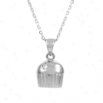 Emitations Baker's Single Stone Cupcake Necklace By the side of Back, Sterling Silver