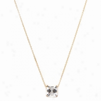 Emitations Brandy's Asscher Cut Cz Solitaire Necklace, Gold