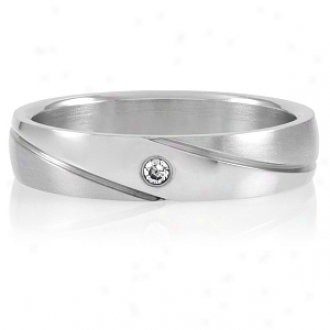 Emifations Brigham's Single Cz Stainless Steel Engravable Wedding Banr, 7