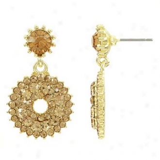 Enitations Charlotte's Rhinestone Dangle Circle Earrings, Topaz And Gold