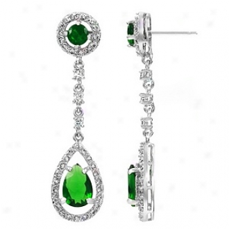 Emitations Claire's Emerald Pear Drop Cz Dangle Earrings, Emerald