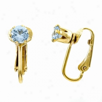 Emitations Deenas Clip On Earrings- December Birthstone, Faux Blue Zircon