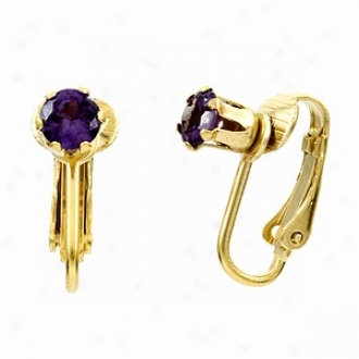 Emitations Deenas Clip nO Earrings- February Birthstone, Faux Amethyst