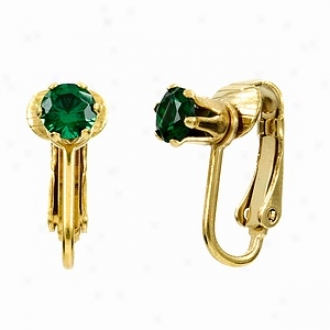 Emitations Deenas Clip On Earrings- May Birthstone, Faux Emerald