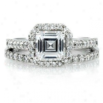 Emitations Devon's 1.5 Ct Asscher Cut zC Wedding Ring Set, 9