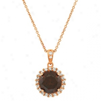 Emitations Edna's Cz Pendant Necklace Rose Gold Hued, Chocolate