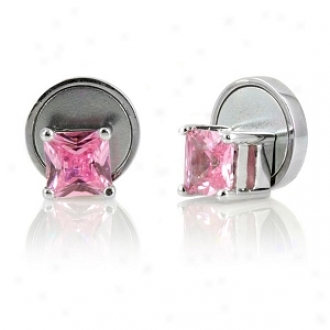 Emitations Eli's Magnetic Earrings Princess Cut Czs, Pink