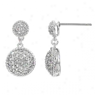 Emitations Eponine's Pave Cz Circle Dangle Earrings, Silver Tone