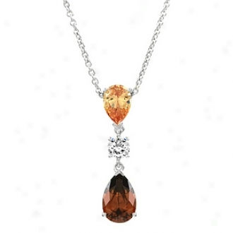 Emitations Everly's Pear Cut Cz Necklace, Champagne And Chocolate