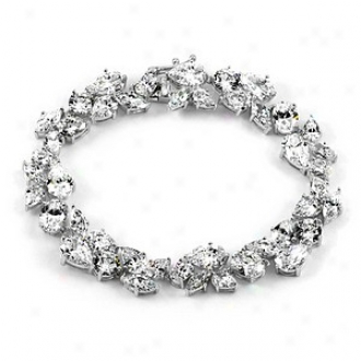 Emitations Felice's Cz Fancy Tennis Bracelet, Silver Toone