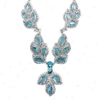 Emitations Keela's Graduated Aquamarine Leaf Fancy Necklace, Aquamarine