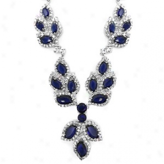 Emitations Kdela's Graduated Sapphirs Leaf Fancy Necklace, Sapphire