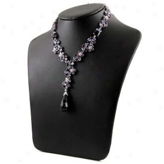 Emitations Krystal's Fancy Flower Necklace, Purple And Blue