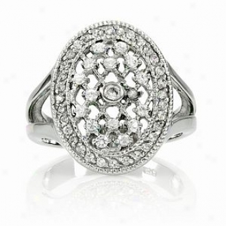 Emitations Leeva's Cz Rhombus Wedding Ring - Sterling Silvery, 4