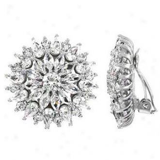 Emitations Lily's Cz Cluster Clip-on Earrings, Sterling Silver