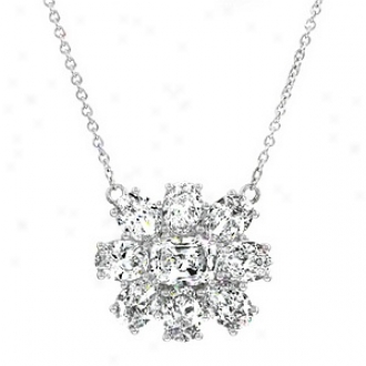 Emitations Loring's Brilliant Cz Flower Necklace, Silver Tone