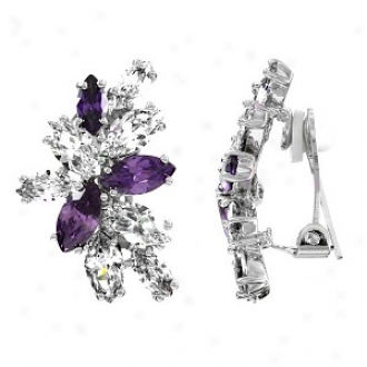 Emitations Magda's Lavender And Acquit Cz Clip-on Earrings, Lavender