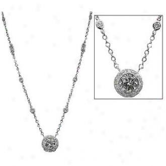 Emitations Maiulo's 2.5 Ct Clear Solitaire Pendant Necklace, Silver