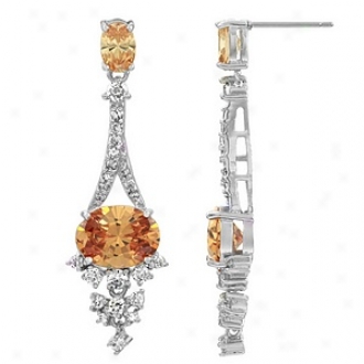 Emitations Makana's Cz 3ct Fancy Dangle Earrings, Champagne