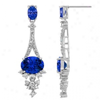 Emitations Makana's Cz 3ct Fancy Dangle Earrings, Blue