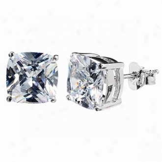 Emitations Megans 2 Tcw Cushion Cut Cz Diamond Stud Earrings, Silver