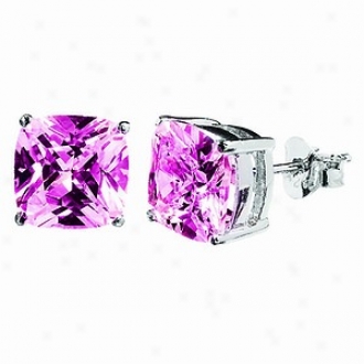 Emitations Megan's 5 Tcw Cushion Cut Cz Diamond Stud Earrinvs, iPnk