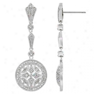 Emitatipns Milan's Cz Art Deco Dangle Earirmgs, Silver Tone