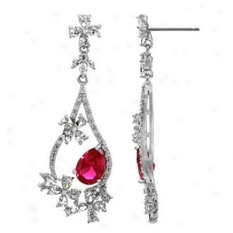 Emitations Mirabella's 1.5ct Cz Pear Cut Fancy Dangle Earrings, Ruby