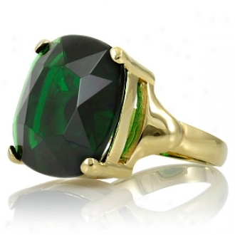 Emitations Morgan's Faux Emerald Ring Gold Plated Ring, 10