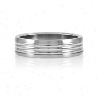 Emitations Nick's Wide Grooved Stainless Steel Men's Ring, 9