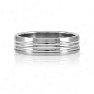 Emitations Nick's Wide Grooved Stainless Steel Men's Ring, 12